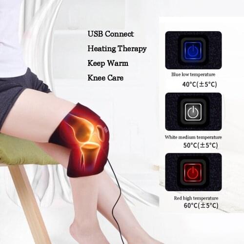 Electric Infrared Heated Knee Brace Arthritis Hot Compress Joint Therapy Rehabilitation Pain Relief USB cable charge