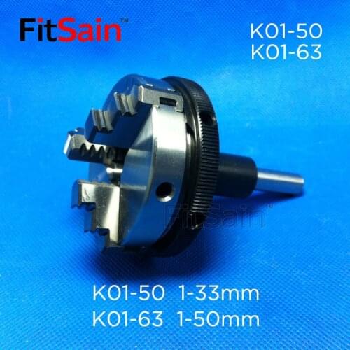 FitSain-chuck shank diameter 8mm/10mm three-jaw self-centering hand tight K01-63 3-jaw Three-jaw lathe chuck