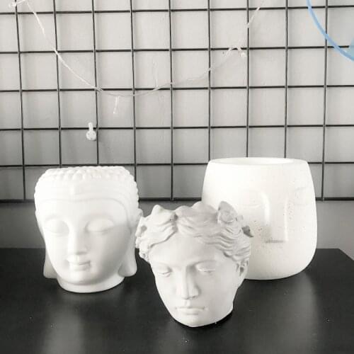 Face Pot Mold Human Head Planter Silicone Concrete Vase Mould DIY Decorating Cement Craft Resin Plaster Casting Tools