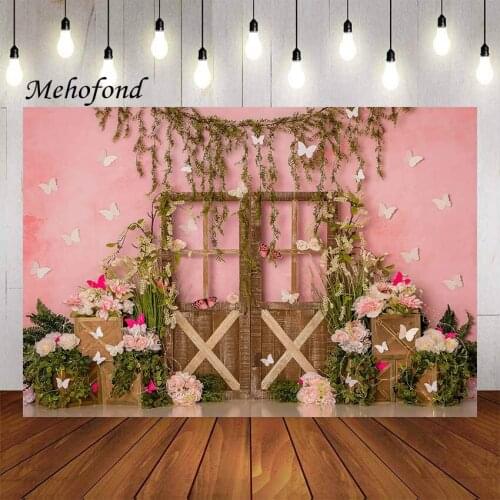 Mehofond Photography Background Colorful Flowers Green Grass Butterfly Girl Children Newborn Baby Portrait Backdrop Photo Studio