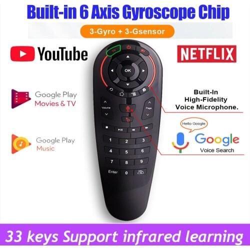 G30 Voice Remote Control Air Mouse Wireless Mini Keyboard support Google Assistant 33 Keys with IR Learning for Android TV Box