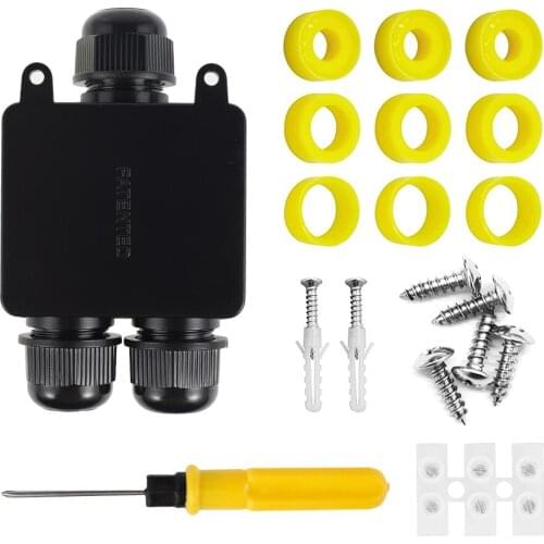 IP68 Waterproof Electric Junction Box 3 Way 4-14mm Connector Gland Electrical 24A 450V Sealed Retardant Outdoor Distribution Box