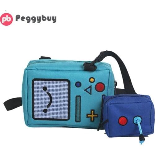 Cartoon Anime Adventure Time BMO Coin Purse Lady Girl Casual Fashion Canvas Bag Game Machine Shoulder Bag Student Funny Card Bag