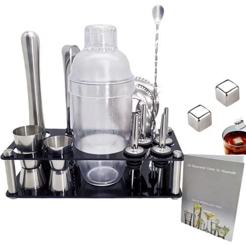 Perfect Bartending Kit and Martini 1-15 Piece Cocktail Shaker Set Bartender Kit Bar Tool Set with Stylish Stand Drinks Recipe