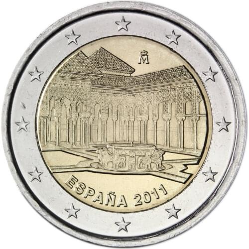 Spain 2011 Alhambra Palace 2 Euro Real Original Coins True euro Collection commemorative coin Unc