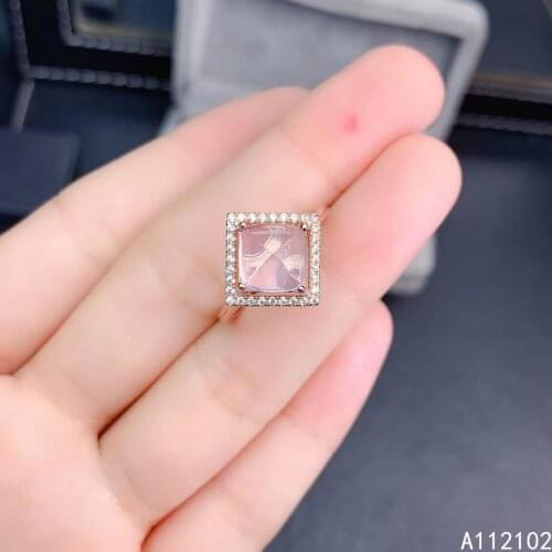 KJJEAXCMY fine jewelry S925 sterling silver inlaid natural Rose Quartz new girl fashion ring support test Chinese style