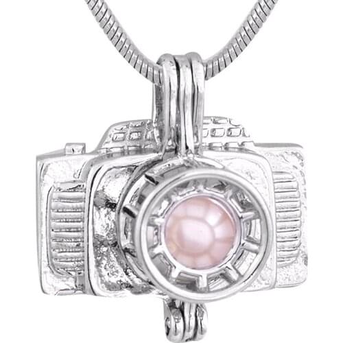 Creative Pearl Cage Pendants Fashion camera Shape Silver Locket Fashion Jewelry Gift WholeSale P149