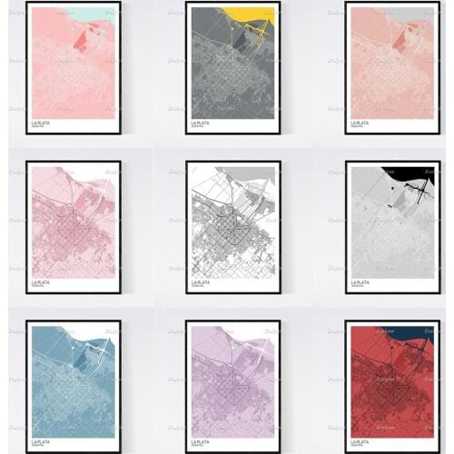 La Plata, Argentina Map Art Print - Many Styles - Scandi /Vintage Wall Art Modular Pictures Canvas Modern Home Decor Posters