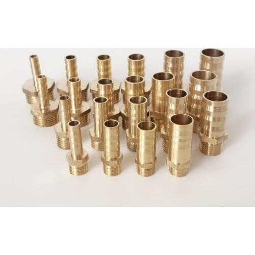 Brass Pipe Connectors 6mm 8mm 10mm 12mm 14mm 16mm 19mm Barbed 1/8" 1/4" 3/8" 1/2" Male Thread Brass Joint Coupler Fittings