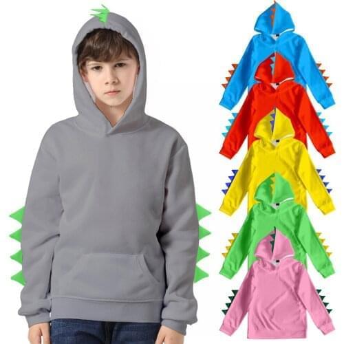 LUCKKIDS Hoodie Cartoon Print Dinosaur Hoodies Sweatshirts Spring Autumn Infant Kids Boys T-Shirts Clothes Cotton Clothes 2-14T