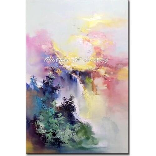 Mintura Hand Painted Oil Paintings on Canvas Beautiful Abstract Landscape Painting Wall Picture Hotel Decor Home Decor No Framed