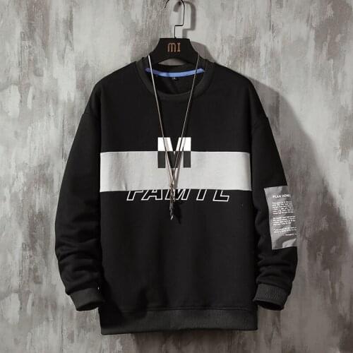 EL BARCO Fashion Print Cotton Men Hoodies Tops Spring O-Neck Black Sweatshirt Male Soft Hip Hop Coat Harajuku Grey Jacket Shirt