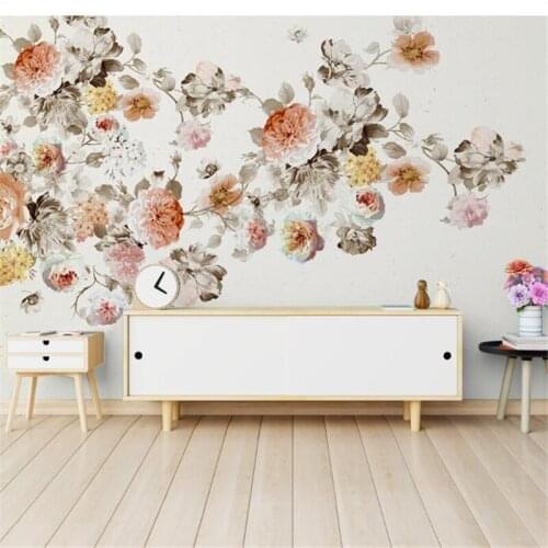 Mural papel de parede Modern hand drawn vintage roses floral TV background wall wall paper papier peint papel tapiz