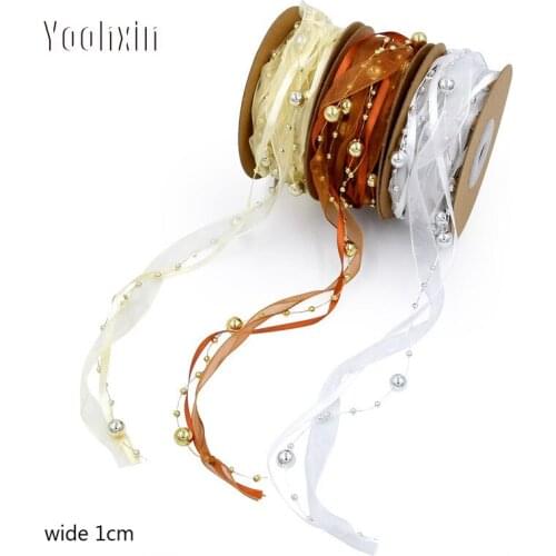 NEW white red gold beads 1CM Wide Embroidery lace fabric trim ribbon cord DIY sewing applique Christmas wedding dress decor