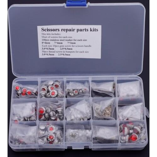 Professional barber scissors accessories 1set Bearing Screws with Rhinestones 3 sizes Metal Washes and Bumpers for Hair Scissors