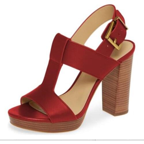 SHOFOO shoes.Fashion womens sandals. About 12.5 cm high heel sandals. Thick heeled sandals. Party shoes. SIZE:34-45