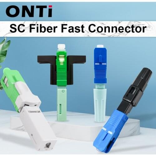 ONTi 200-400pcs FTTH Embedded Fiber Optic Fast Connector SC APC Single Mode Fiber Optic Adapter SC UPC Cold Quick Field Assembly