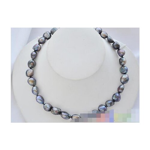 Black baroque freshwater pearl necklace 18"