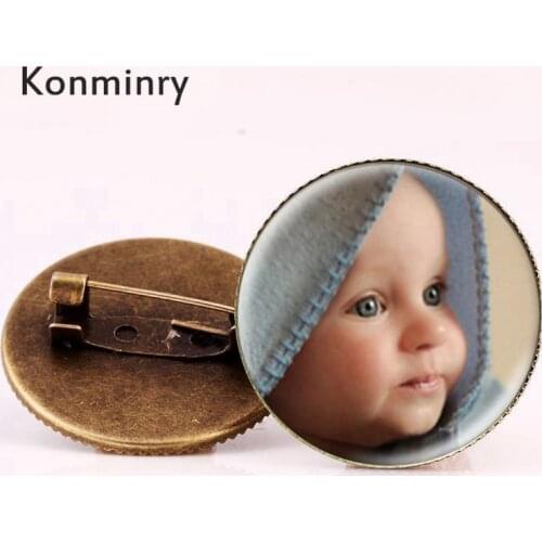 Custom Photo Brooches Handmade Glass Dome Metal Pins Personalized Customize Brooch For Baby Family Beloved Gifts Konminry