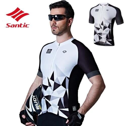 Santic Cycling Jersey Road Bike Pro Fit High Elastic Fabric Reflective Cuff Jersey Men Breathable Quick Dry Cycling Clothing