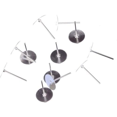 4/6/8mm 100-200Pcs Round Flat Stainless Steel Blank Earring Stud Base Earrings Setting Earring DIY Jewelry Making