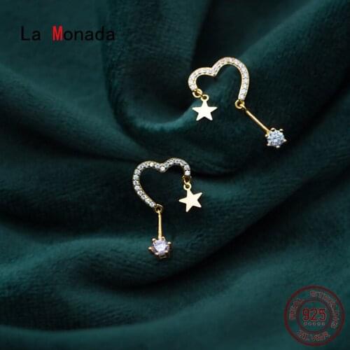 La Monada Heart Star Stud Earrings For Women Silver 925 Minimalist Fine Women Earrings Jewelry Stud Earrings 925 Sterling Silver