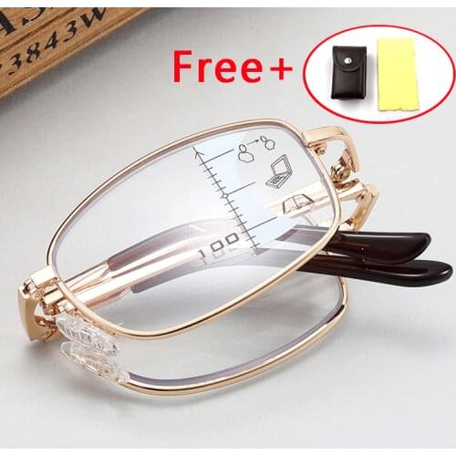 Grandparents Gold Reading Glasses Bifocal Far Near Magnification Presbyopic Folding Anti Blue Light Glasses +1.0 +1.5 +2.0 +4.0