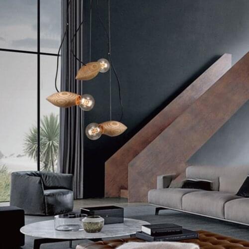 Modern Simple Pendant Light E27 Nordic Wooden Honeybee Hanging Light Bedroom Creative Bee Shape LED Lamp For Restaurant Cafe Bar