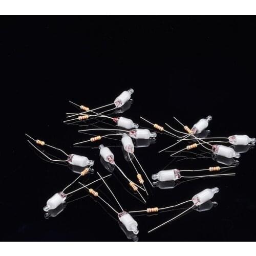 50Pcs F6 6x16mm Straw Hat Led Lamp Beads 0k 82k 100k 150k Resistor Bright Red/Green/Blue Light Neon Light Bulb Indicator Lamp