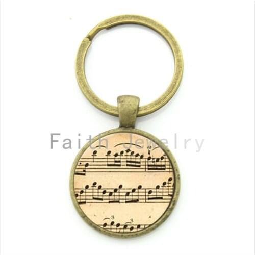 TAFREE Vintage Charm Music Sheet Notes Key Chain Music Lovers Elegant Keychain Accessories Musician Favorite Jewelry Gift KC213