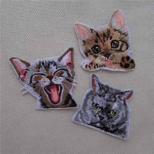 Fashion style cat patches iron on hot melt adhesive applique embroidery patches sewing DIY clothing accessories 1pcs for sale