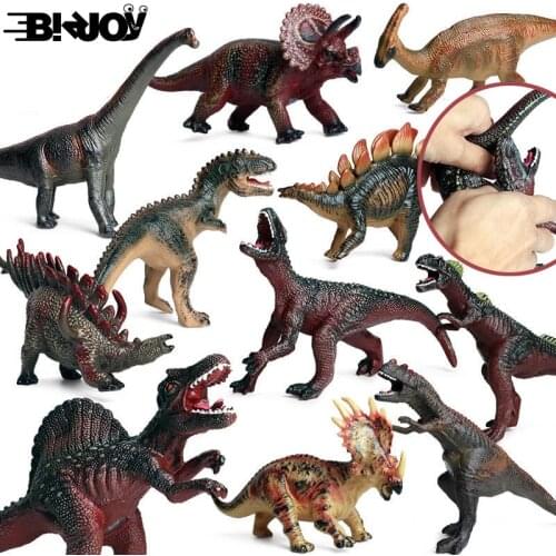 Jurasic Dinosaur Model Dragon Figure Educational Soft Rubber Animal Toys for Children Figurine Collectible Kids Gift 12-types
