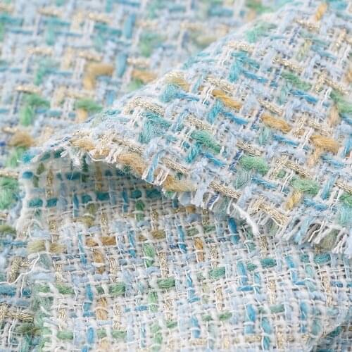 Green Thick Wool Yarn Dyed Plaid Tweed Fabric With Metallic DIY Sewing Coat Vest Dress Suits Sewing Needlework Tela 100X148cm