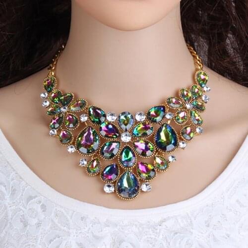 Best lady Fashion Jewelry Bohemian Multicolored Wedding Maxi Flowers Statement Necklace For Women Sexy Summer Style Hotsale 5115