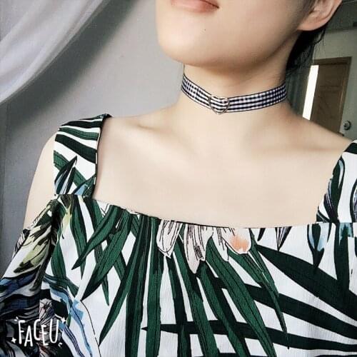 Hot Sell Fashion Clavicle Chain Geometric Love Cloth Black Lace Black And White Lattice Necklace Lady Wholesale 022