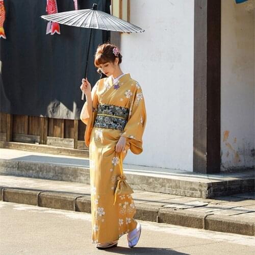 Womens Japanese Traditional Kimono Classic Yukata Photography Clothing Cosplay Wear Stage Performing Dress