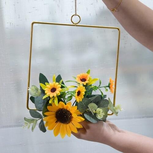 Gold Metal Ring Sunflower Wreath Garland Weeding Decoration For Weddings Bridal Shower Home Party Decoration Catcher Hoops P1
