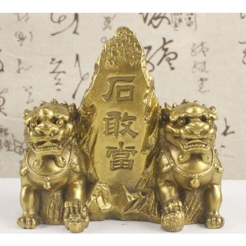 ZSR 505+++++A copper shigandang Taishan Shuangshi shigandang copper lions defends the feng shui ornaments Home Furnishing decora