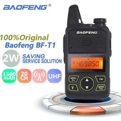 100% Original BAOFENG BF-T1 MINI Walkie Talkie UHF 400-470MHz Portable T1 Two Way Radio Ham Radio Amador Micro USB Transceiver
