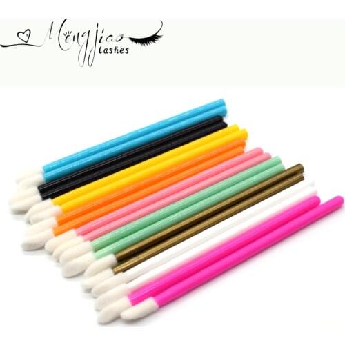 100Pcs/Pack Disposable Lip Brush Kit Flurry Head Eyelash Brush Cosmetics Make Up Tools Lipstick Gloss Wands Applicator 8Colors