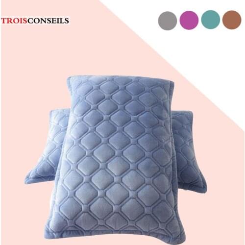 2pcs Crystal Velvet Pillowcase Solid Color Winter Warm Pillow Cases Decor Home Pillow Covers for Bed 48x74cm