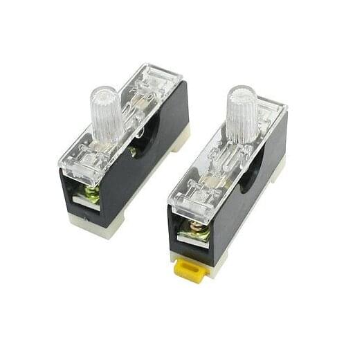 2 Pcs FS-10 DIN Rail Mount Single Pole 6x30mm Fuse Holder AC 250V 10A