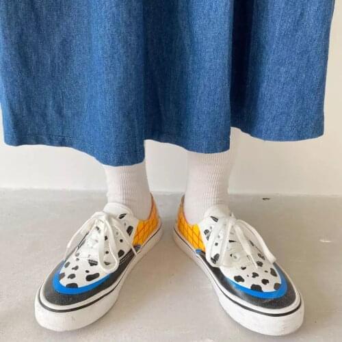 20201 Trend Blue Cartoon Canvas Shoes Letter Design Sports Casual Shoes Women Shoes