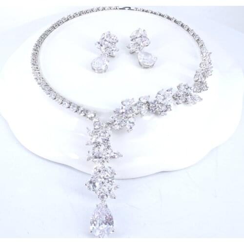 2021 Hot sale New fashion vintage crystal flowers necklace earring set wedding party birthday banquet jewelry set free shipping