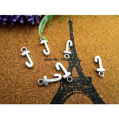 30pcs Alphabet Letter Charms, Antique Silve Alphabet/Letter J 16mm Charms Pendant