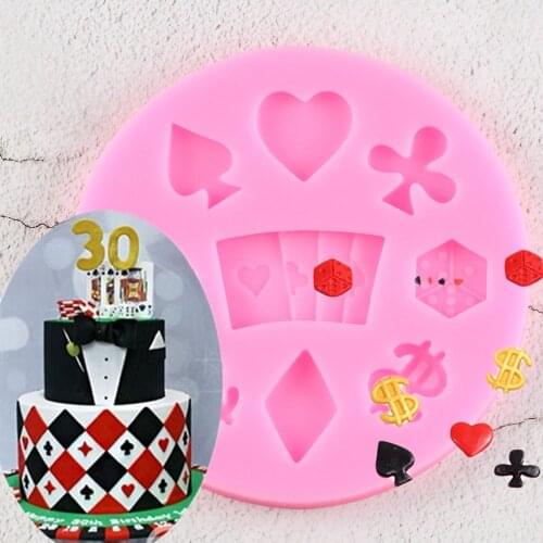 3D Poker Dice Fondant Cake Decorating Tools Cake Border Silicone Molds Gumpaste Chocolate Candy Clay Moulds