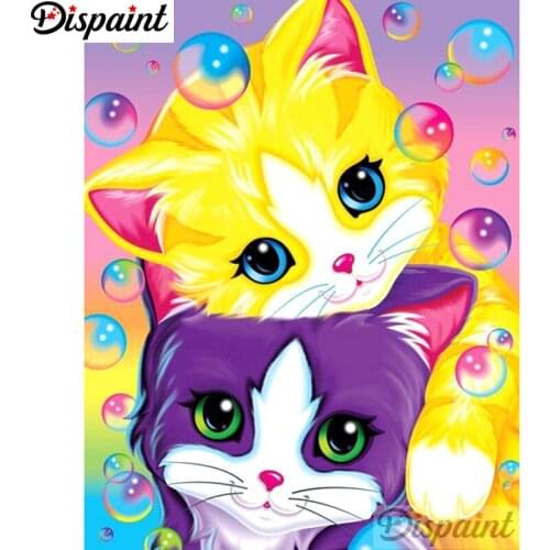 Dispaint DIY 5D Diamond Painting "Cartoon cat" Full Diamond Embroidery Sale Picture Of Rhinestones For Festival Gifts A10755