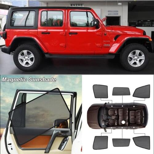Car Side Windows Magnetic Sun Shade UV Protection Ray Blocking Mesh Visor For Jeep Wrangler Curtain Accessories