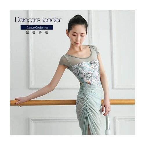 Ballet Leotard Adult Swimsuit Ladies Dancewear Short Sleeve Print Leotard Gymnastics Ballerina Classic Dance Costume