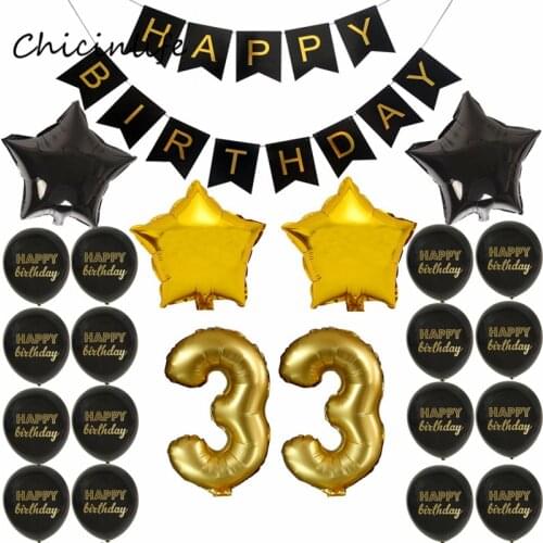 Happy Birthday Banner Balloon Adlut 33 30th Birthday Party Decoration 16 17 21 22 24 25 26 27 Years old Birthday Party Blloons